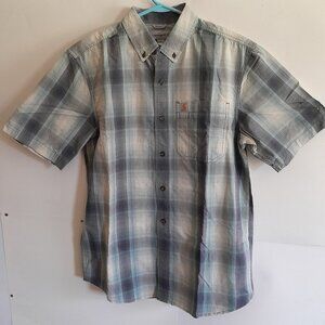Carhartt Relaxed Fit Men’s Gray Plaid Short Sleeve Shirt Size Medium